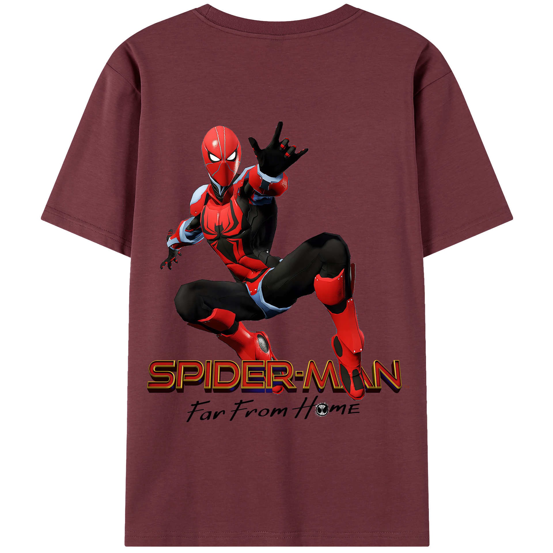 （画像用） Spider Man スパイダーマン 綿100％半袖Tシャツ（背面プリント）